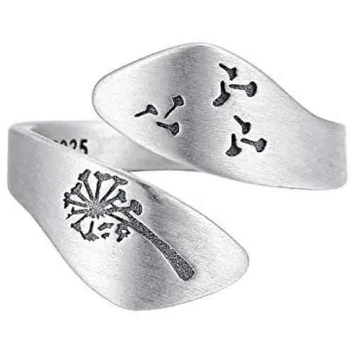 LOVECOM 925 Sterling Silver Dandelion Open Rings for Women Men Wedding Bands Vintage Love Nature Plants Wide Hugging Wrape Rings Girls Silver Jewelry Gifts LOVECOM 925 Sterling Silver Dandelion Open Rings for Women Men Wedding Bands Vintage Love Nature Plants Wide Hugging Wrape Rings Girls Silver Jewelry Gifts