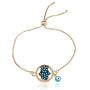 Tattooshe Gold Plated Turkish Evil Eye Bracelet Fatima Hamsa Pave Crystal Blue Eye Chain Bracelet Adjustable Female Party Jewelry