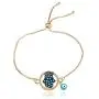 Tattooshe Gold Plated Turkish Evil Eye Bracelet Fatima Hamsa Pave Crystal Blue Eye Chain Bracelet Adjustable Female Party Jewelry