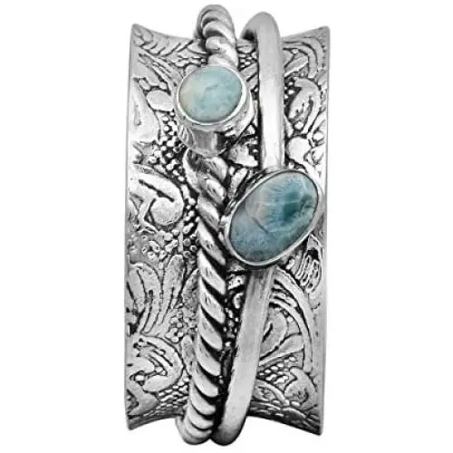 Spinner Ring !! 925 Sterling Silver Larimar Gemstone Meditation Ring, Anxiety Ring, Fidget Ring, Anti Stress Ring, Worry Band Spinner Ring !! 925 Sterling Silver Larimar Gemstone Meditation Ring, Anxiety Ring, Fidget Ring, Anti Stress Ring, Worry Band