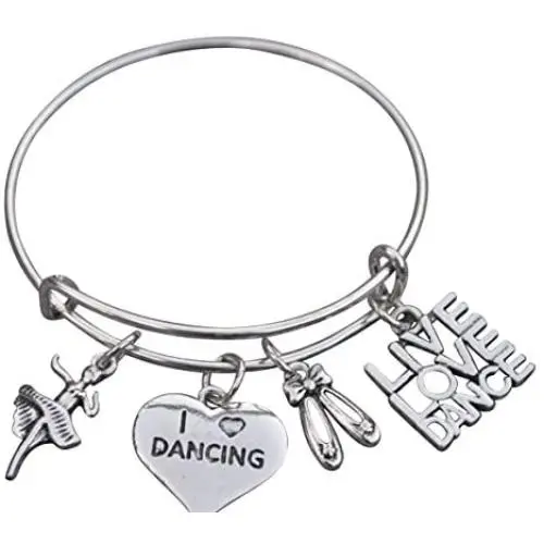 Dance Bangle Bracelet- Dance Jewelry -Gift For Dance Recitals, Dancers and Dance Teams