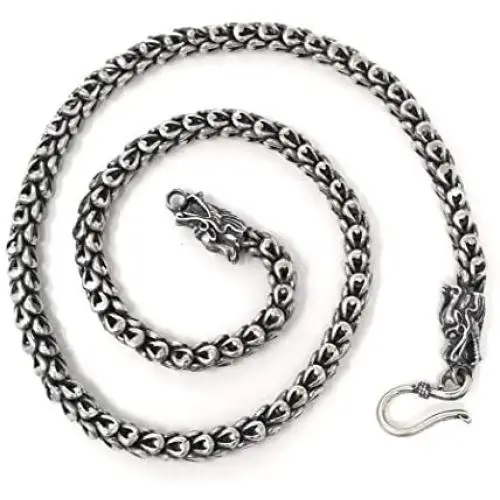 Sterling Silver Dragon Chain - Handmade Vintage 925 Necklace Thick Heavy Jewelry 18 to 32