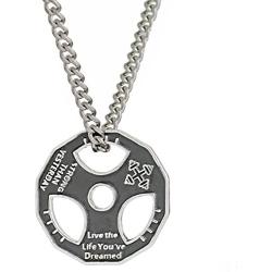 JAJAFOOK Unisex Fitness Gym Dumbbell Weight Lifting Plate Barbell Chain Pendant Charm Necklace