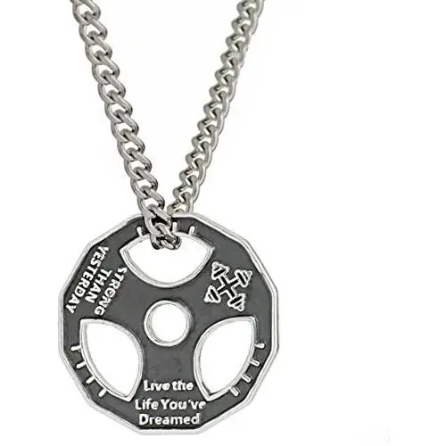 JAJAFOOK Unisex Fitness Gym Dumbbell Weight Lifting Plate Barbell Chain Pendant Charm Necklace JAJAFOOK Unisex Fitness Gym Dumbbell Weight Lifting Plate Barbell Chain Pendant Charm Necklace