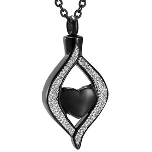 Cremation Jewelry for Ashes Stainless Steel Crystal Heart Keepsake Ashes Pendant Memorial Urn Necklace Holder Ashes for Pet Human