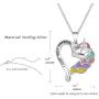 FANCIME Sterling Silver Unicorn Necklace Your are Magical Rainbow Colorful Pendant Heart Moon Best Friend Fine Jewelry for Women 16+2 inches Extender