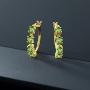 Gem Stone King 4.00 Ct Oval Green Peridot 18K Yellow Gold Plated Silver Hoop Earrings