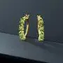 Gem Stone King 4.00 Ct Oval Green Peridot 18K Yellow Gold Plated Silver Hoop Earrings