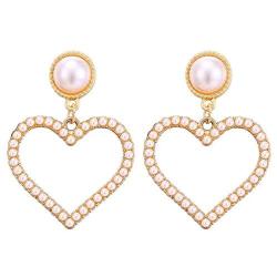 Fashion Jewelry Faux Pearl Dangle Earrings Star Heart Big Stud Earrings For Women Girls