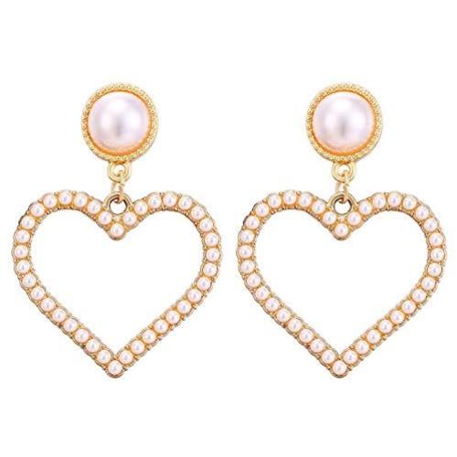 Fashion Jewelry Faux Pearl Dangle Earrings Star Heart Big Stud Earrings For Women Girls