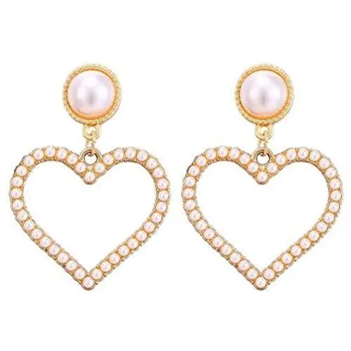 Fashion Jewelry Faux Pearl Dangle Earrings Star Heart Big Stud Earrings For Women Girls