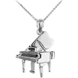 925 Sterling Silver Music Charm Grand Piano Pendant Necklace