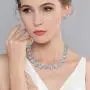 EVER FAITH Elegant Star Round Prong CZ Birthstone Necklace Earrings Set EVER FAITH Elegant Star Round Prong CZ Birthstone Necklace Earrings Set