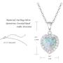 October Birthstone Sterling Silver White Opal Necklace/Earrings Halo Heart Pendant Stud Cubic Zirconia CZ Fire Opal Fine Jewelry for Women