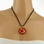 Suvani Jewelry Hand Blown Venetian Murano Glass Poppy Flowers Red Yellow Black Round Pendant Necklace, 18-20 inches Suvani Jewelry Hand Blown Venetian Murano Glass Poppy Flowers Red Yellow Black Round Pendant Necklace, 18-20 inches