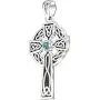 US Jewels Mens 925 Sterling Silver Genuine Aquamarine March Birthstone 1.5in Irish Celtic Knot Cross Pendant