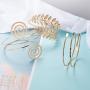 Hicarer 3 Pieces Upper Arm Bracelet Gold Metal Coil Swirl Leaf Armband Cuff Fashion Simple Arm Bangle Armlet Adjustable for Women Girls