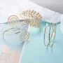 Hicarer 3 Pieces Upper Arm Bracelet Gold Metal Coil Swirl Leaf Armband Cuff Fashion Simple Arm Bangle Armlet Adjustable for Women Girls