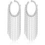 P&N Jewelry Ear Cuffs Earring Clip on Earrings for Non Pierced, Earrings for Women 925 Sterling Silver Cuff with Charming Drop Design