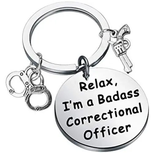 HOLLP Funny Badass Correctional Officer Gift Relax,I’m a Badass Correctional Officer Keychain Correctional Officer Jewelry Gift for Police Officer HOLLP Funny Badass Correctional Officer Gift Relax,I’m a Badass Correctional Officer Keychain Correctional Officer Jewelry Gift for Police Officer