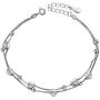 S925 Sterling Silver Jewelry Forever Love Heart Stars Beads Double Chain Bracelet Friendship Adjustable Charm Bracelet Gift for Womens Girls 7+2 inches