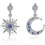 KaFu Gold Moon Star Asymmetrical Drop Earrings Sliver Sun Crystal Dangle Earrings with Rhinestone For Women Girls KaFu Gold Moon Star Asymmetrical Drop Earrings Sliver Sun Crystal Dangle Earrings with Rhinestone For Women Girls