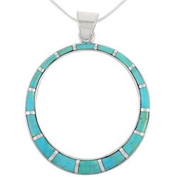 Turquoise Pendant Necklace in Sterling Silver 925 & Genuine Turquoise (Select Style) (Dangle Loop)