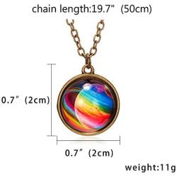 XUN Zhe Fashion Universe Galaxy Nebula Space Cosmos Glass Ball Pendant Necklace Nebula Double Sided Pendant Outer Space Necklace Jewelry for Women Teen Girls