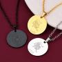 FaithHeart Customizable Astrology 12 Constellation Horoscope Necklace, Stainless Steel/18K Gold Plated Zodiac Star Sign Dog Tag/Coin Pendant Men Lucky Layered Charms for Women