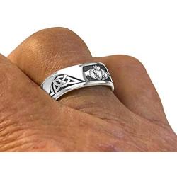 US Jewels and Gems Mens 0.925 Sterling Silver Modern Irish Celtic Claddagh & Knot Ring Band