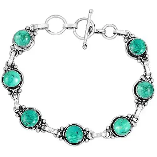 Turquoise Bracelet 925 Silver Overlay Handmade Boho Style Jewelry Turquoise Bracelet 925 Silver Overlay Handmade Boho Style Jewelry