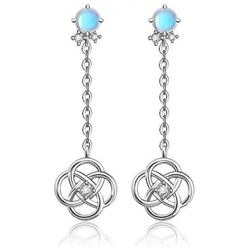 Moonstone Celtic Knot Earrings for Women Dangle Round Drop Wire Fashion Sterling Silver Jewelry Moonstone Celtic Knot Earrings for Women Dangle Round Drop Wire Fashion Sterling Silver Jewelry