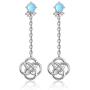 Moonstone Celtic Knot Earrings for Women Dangle Round Drop Wire Fashion Sterling Silver Jewelry