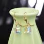 Swarovski Crystal Cube Drop Earrings for Women Leverback Dangle Earrings 14K Gold Plated Hypoallergenic Jewelry