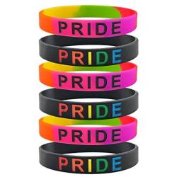 Rinspyre 6 Pack Gay Pride Bracelets Rainbow LGBT Silicone Bracelet Sport Rubber Wristbands Team Party Jewelry