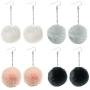 4pairs Pom Pom Dangle Earrings for Women Girls Faux Fur Tassel Ball Long Earrings Set