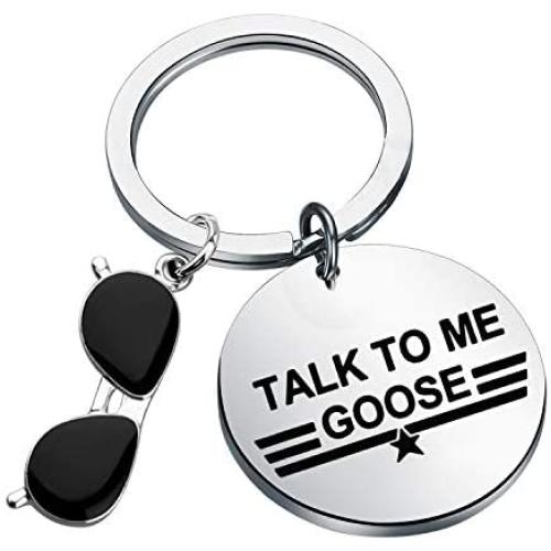 CENWA Funny Pilot Gift Flight Crew Gift Talk to Me Goose Keychain Top Gun Maverick and Goose Movie Fans Gift