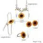 Set of 5 Sunflower Faux Pearl Leaf Chain Resin Boho Petal Pendant Necklace with Sunflower Bracelet Earrings Ring for Women Jewelry Accessories (Gold)