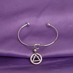 BAUNA Recovery Alcoholics Anonymous Cuff Bracelet 12 Step Jewelry Alcoholics Anonymous Gifts Symbol Pendant Sobriety Gift Sponsor Gift