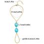 Bmadge Boho Turquoise Slave Bracelet Gold Beach Bracelet Ring Chain Finger Bracelet Hand Chain Jewelry Summer Friendship Gift for Women and Girls