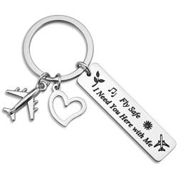 HN HNHB Jet Traveler Gifts Pilot Keychain Fly Safe I Need You Here with Me for Flight Attendant Airline Stewardess Steward Safe Trip