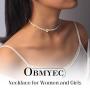 Obmyec Boho Beaded Necklace Daisy Choker Chain Short Sunflower Necklaces Jewelry for Women and Girls (White)