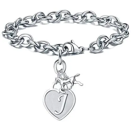 Turandoss Horse Gifts Charm Bracelets for Girls, Engraved 26 Letters Initial Bracelet Stainless Steel Horse Charm Bracelet for Girls Horse Lover Bracelet Horse Gifts for Girls Jewelry Turandoss Horse Gifts Charm Bracelets for Girls, Engraved 26 Letters Initial Bracelet Stainless Steel Horse Charm Bracelet for Girls Horse Lover Bracelet Horse Gifts for Girls Jewelry