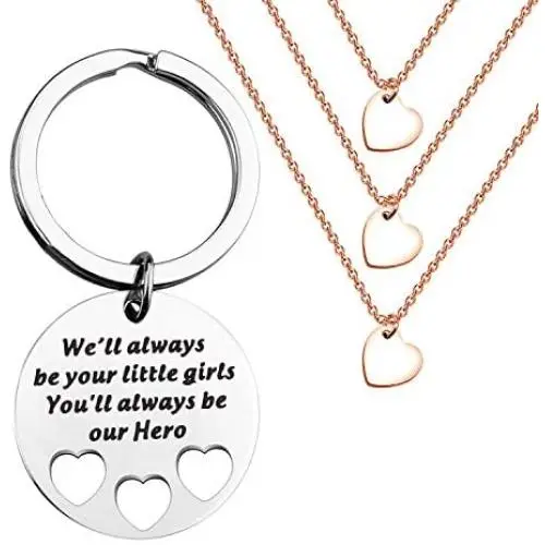 BLEOUK Dad Gifts from Daughter for Birthday Christmas I’ll Always Be Your Little Girl Youll Always Be My Hero Keychain Set Heart Cut Out Necklace for Daughter BLEOUK Dad Gifts from Daughter for Birthday Christmas I’ll Always Be Your Little Girl Youll Always Be My Hero Keychain Set Heart Cut Out Necklace for Daughter