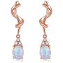 CiNily Opal Dangle Drop Earrings White Gold or Rose Gold Plated Opal Jewelry for Women Girls Wedding Earrings