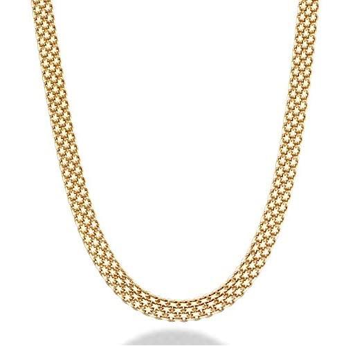 Miabella 18K Gold Over Sterling Silver Italian 6mm Solid Mesh Link Chain Necklace for Women 16, 18, 20 Inch 925 Made in Italy