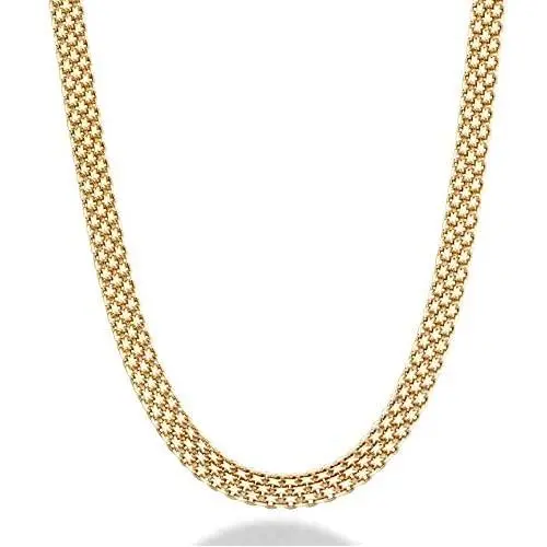 Miabella 18K Gold Over Sterling Silver Italian 6mm Solid Mesh Link Chain Necklace for Women 16, 18, 20 Inch 925 Made in Italy Miabella 18K Gold Over Sterling Silver Italian 6mm Solid Mesh Link Chain Necklace for Women 16, 18, 20 Inch 925 Made in Italy