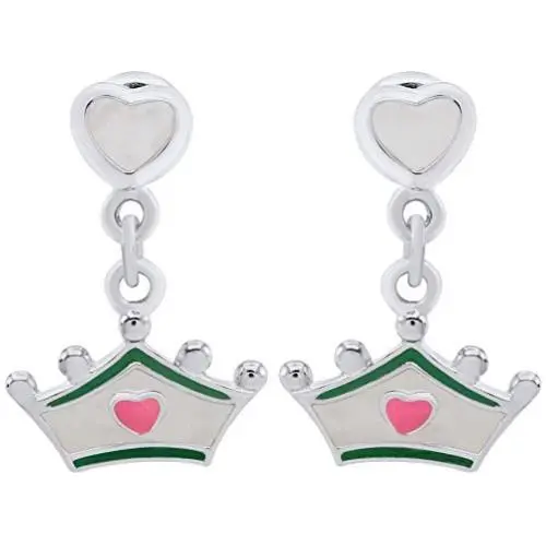AFFY Jewelry Multi Enamel Crown Drop Earrings In 925 Sterling Silver AFFY Jewelry Multi Enamel Crown Drop Earrings In 925 Sterling Silver