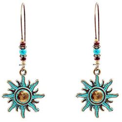 coadipress Vintage Bohemian Earrings for Women Girls Retro Ethnic National Style Water Drop Sunflower Shaped Alloy Long Boho Earrings