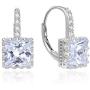 925 Sterling Silver Swarovski Zirconia Princess Cut Leverback Earrings for Women